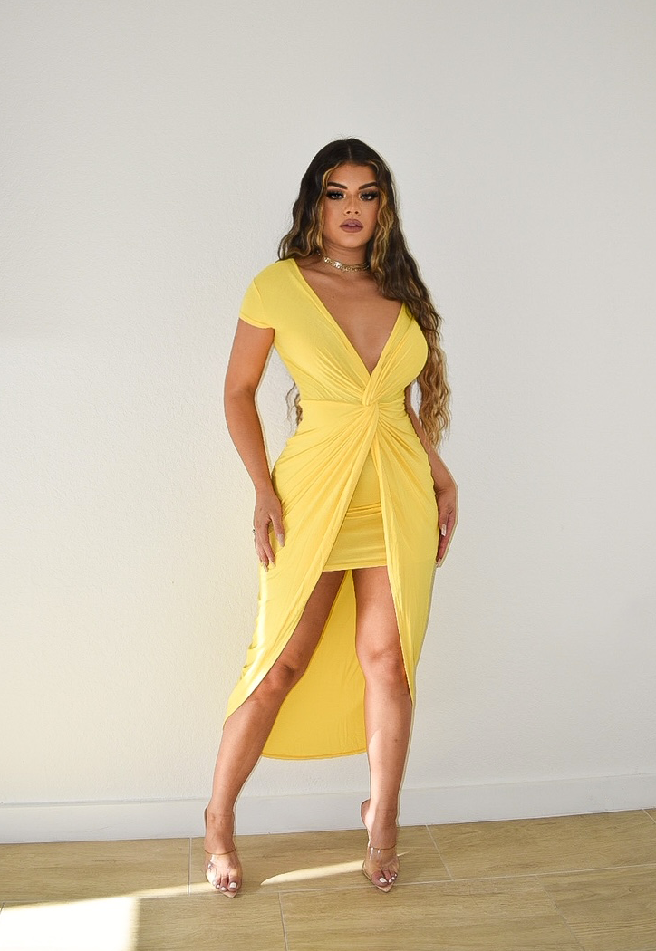 Anytime Yellow Midi Dress